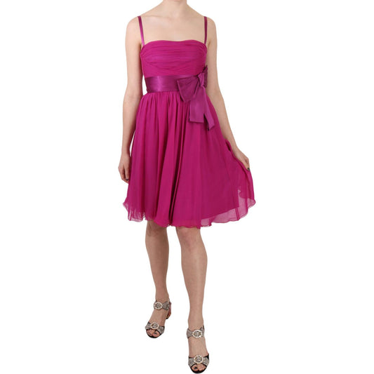 Dolce & Gabbana Elegant Fuchsia Pink Silk Bow Front Dress Dolce & Gabbana Maroon