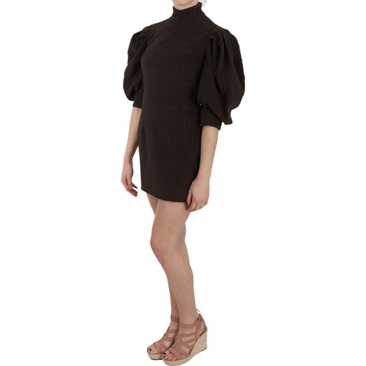 Dolce & Gabbana Chic Brown Corduroy Bodycon Mini Dress Dolce & Gabbana Black