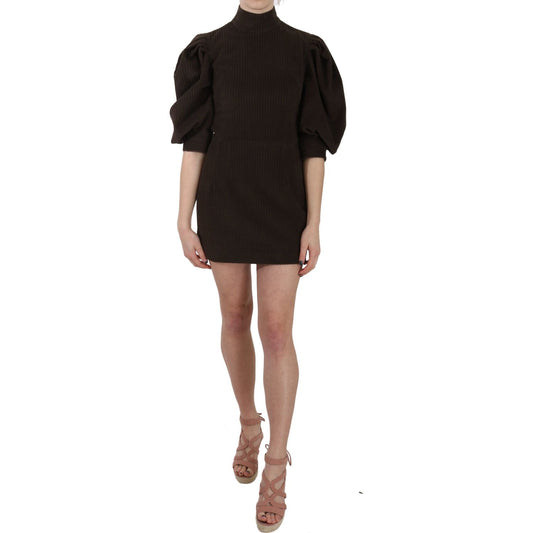 Dolce & Gabbana Chic Brown Corduroy Bodycon Mini Dress Dolce & Gabbana Black