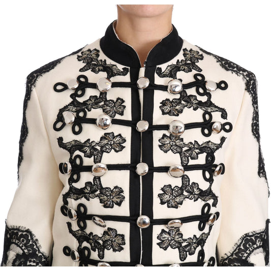 Dolce & Gabbana Elegant Off-White Baroque Jacket Dolce & Gabbana Black