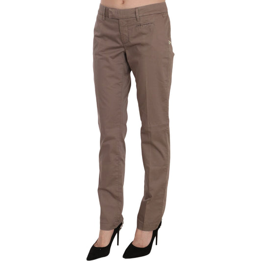 Dondup Chic Brown Straight Cut Trousers Dondup Dim Gray
