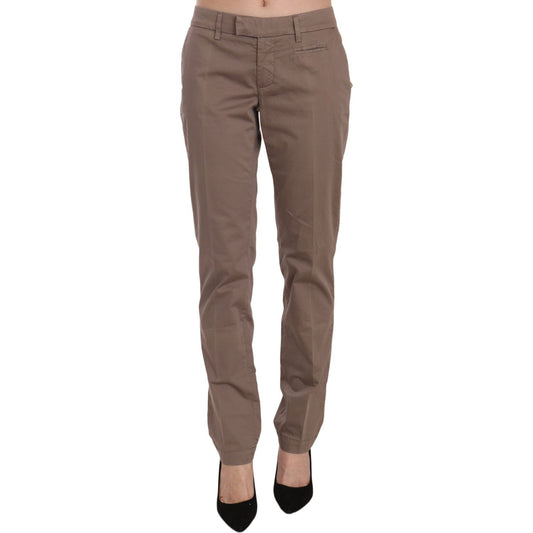 Dondup Chic Brown Straight Cut Trousers Dondup Dim Gray