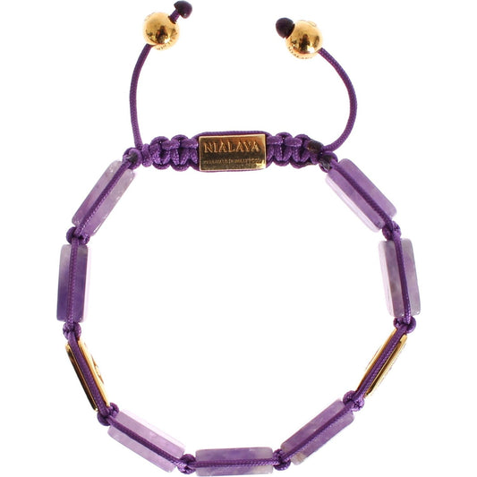 Nialaya Dazzling Diamond Gold-Plated Amethyst Bracelet Bracelet Nialaya Dim Gray