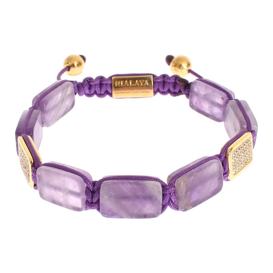 Nialaya Dazzling Diamond Gold-Plated Amethyst Bracelet Bracelet Nialaya Dark Gray