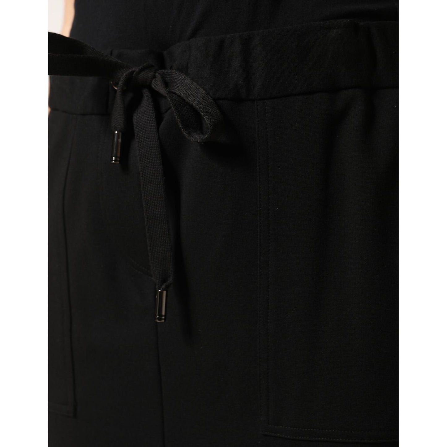 Dolce & Gabbana Black Cotton Drawstring Long Maxi Cargo Skirt