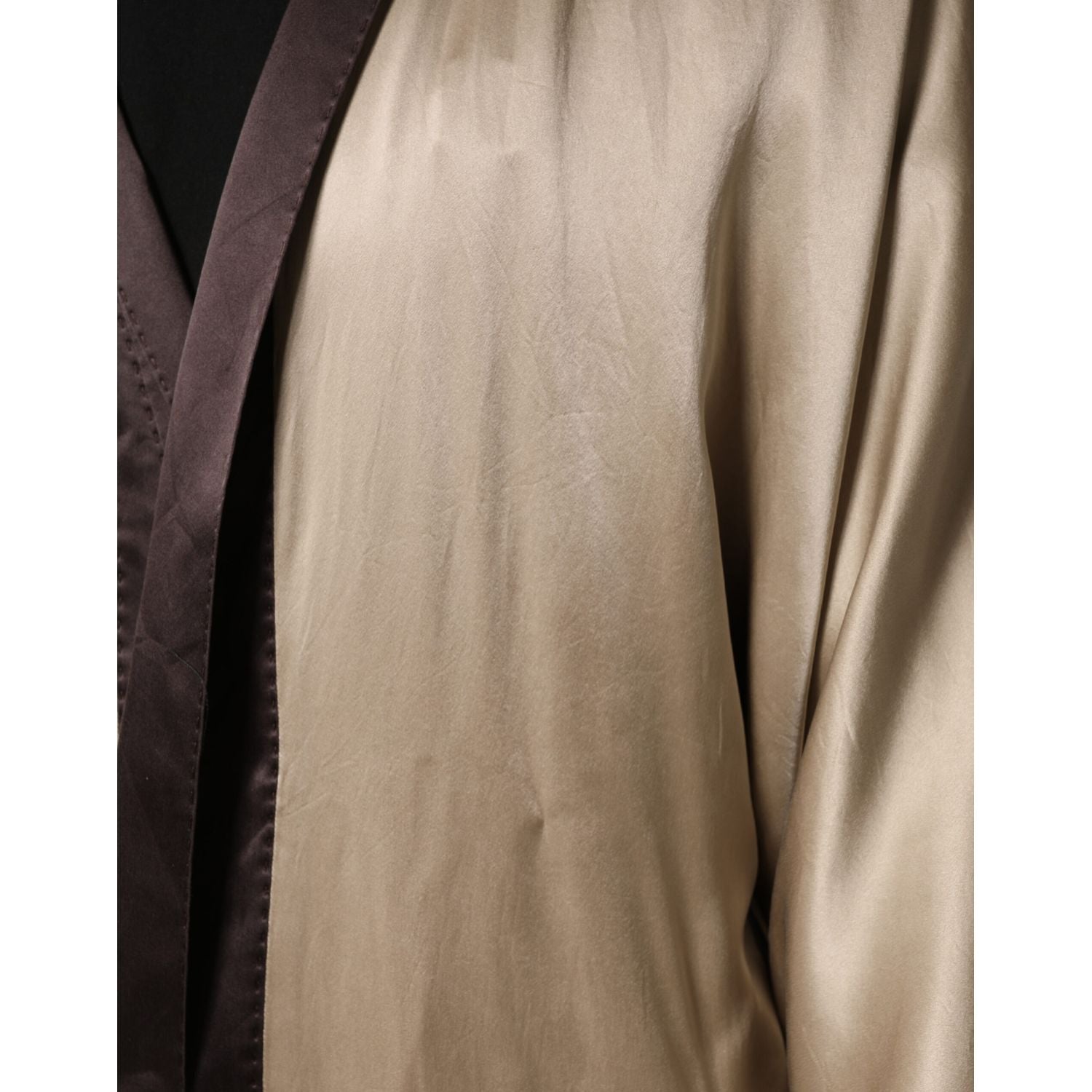 Dolce & Gabbana Beige Silk Satin Long Coat Robe Jacket