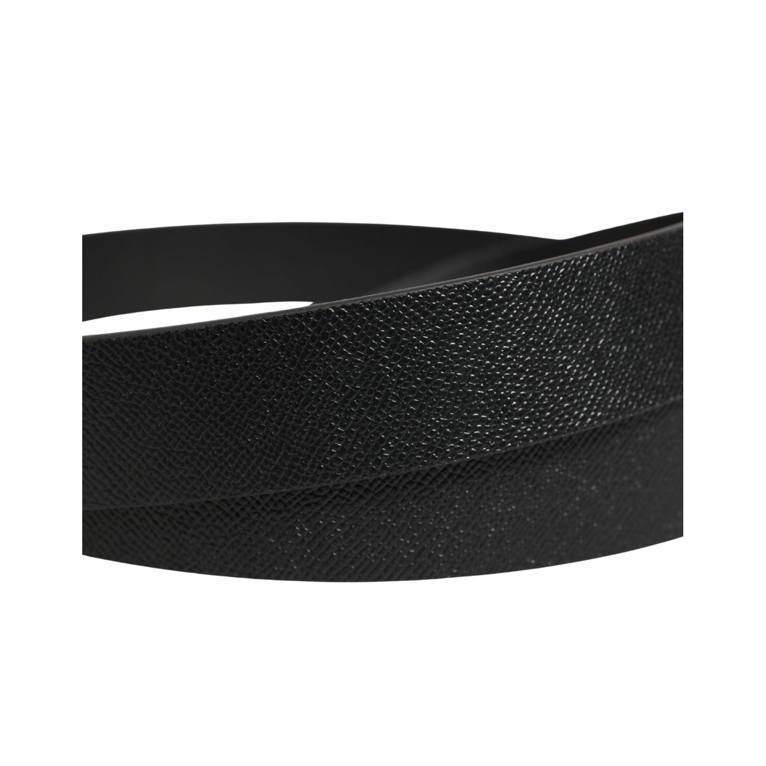 Dolce & Gabbana Black Calf Leather Silver Metal Buckle Belt