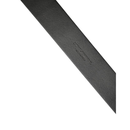 Dolce & Gabbana Black Calf Leather Silver Metal Buckle Belt