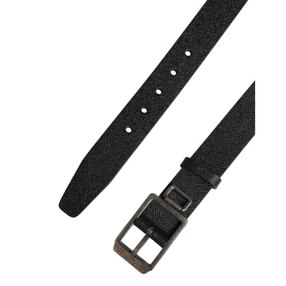 Dolce & Gabbana Black Calf Leather Silver Metal Buckle Belt