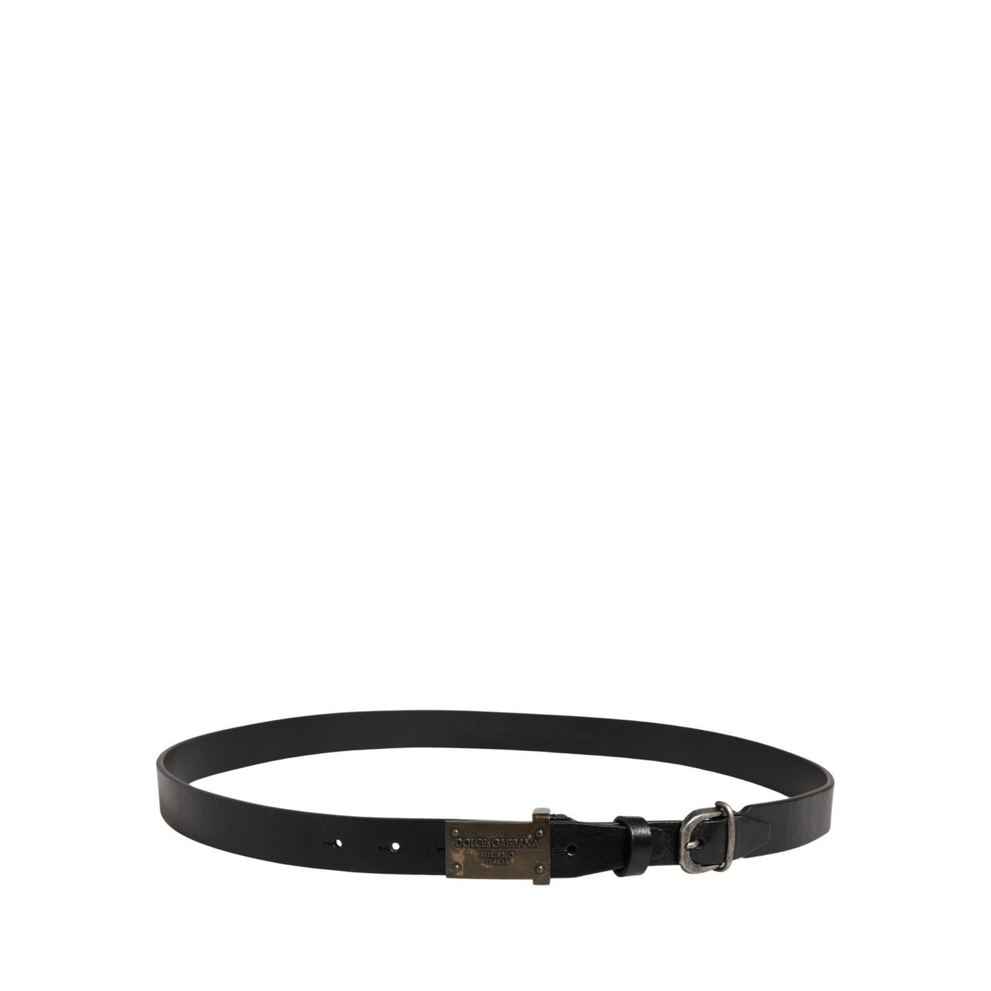 Dolce & Gabbana Men Black Classic Leather Logo Buckle Belt