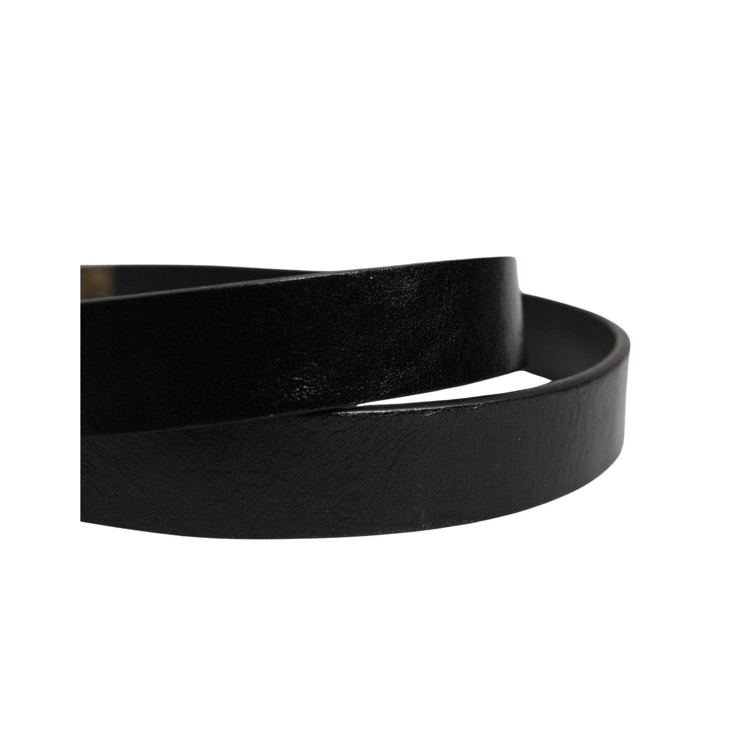 Dolce & Gabbana Men Black Classic Leather Logo Buckle Belt