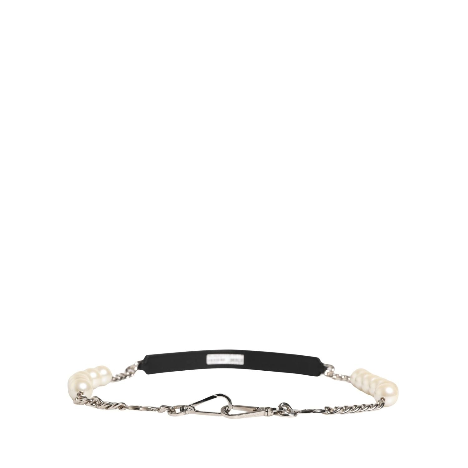 Dolce & Gabbana Black Leather Silver Chain Bag Accessory Shoulder Strap