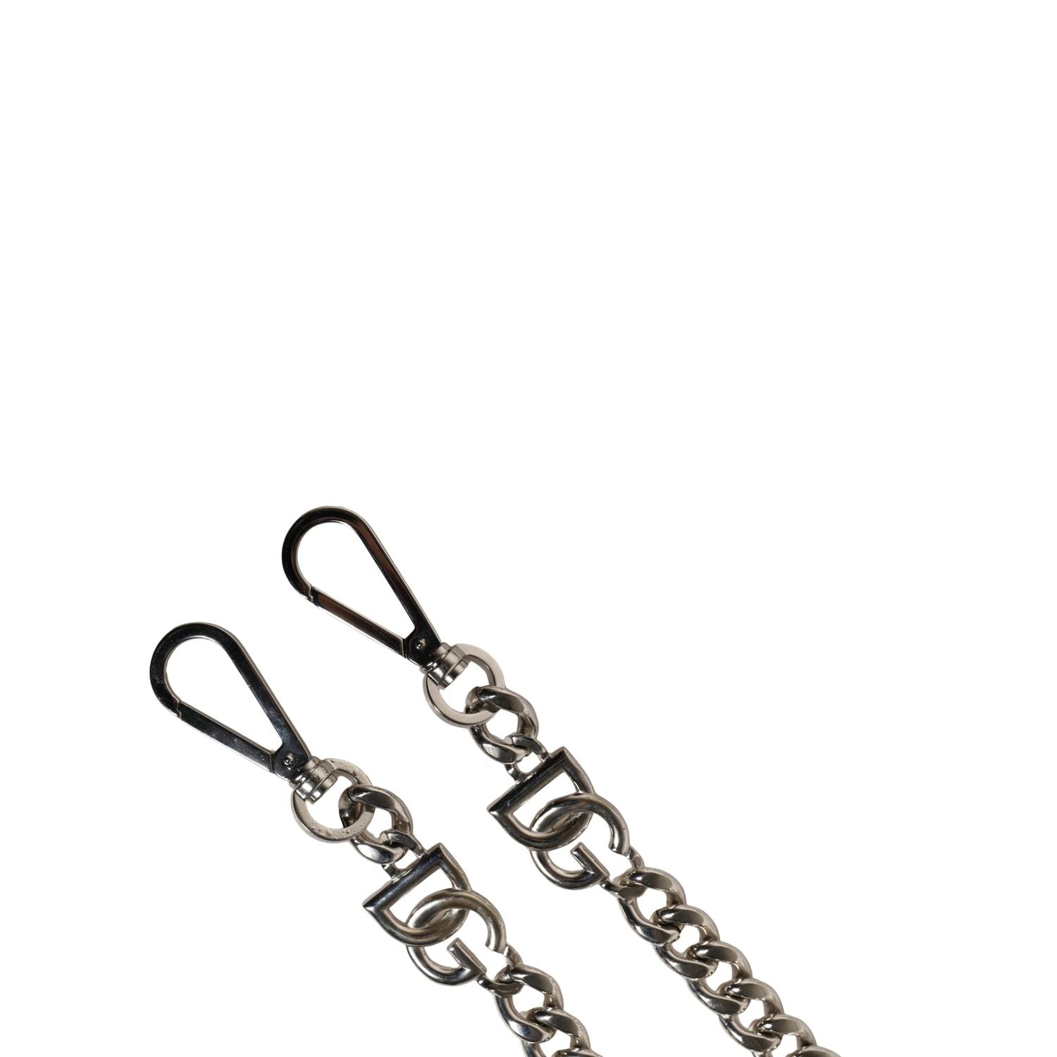 Dolce & Gabbana Black Leather Silver Chain Bag Accessory Shoulder Strap