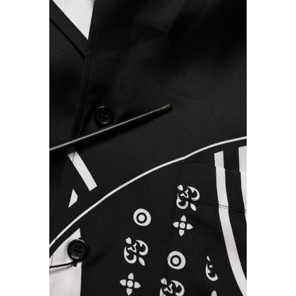 Dolce & Gabbana Black Silk Logo Print Short Sleeves Shirt