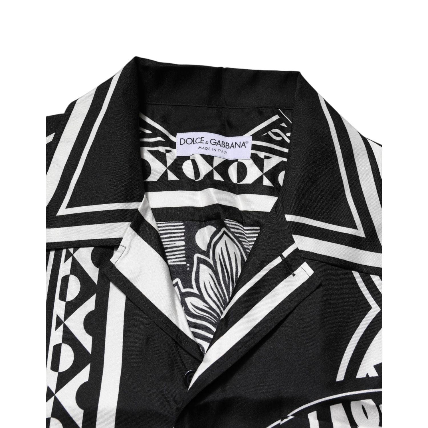 Dolce & Gabbana Black Silk Logo Print Short Sleeves Shirt