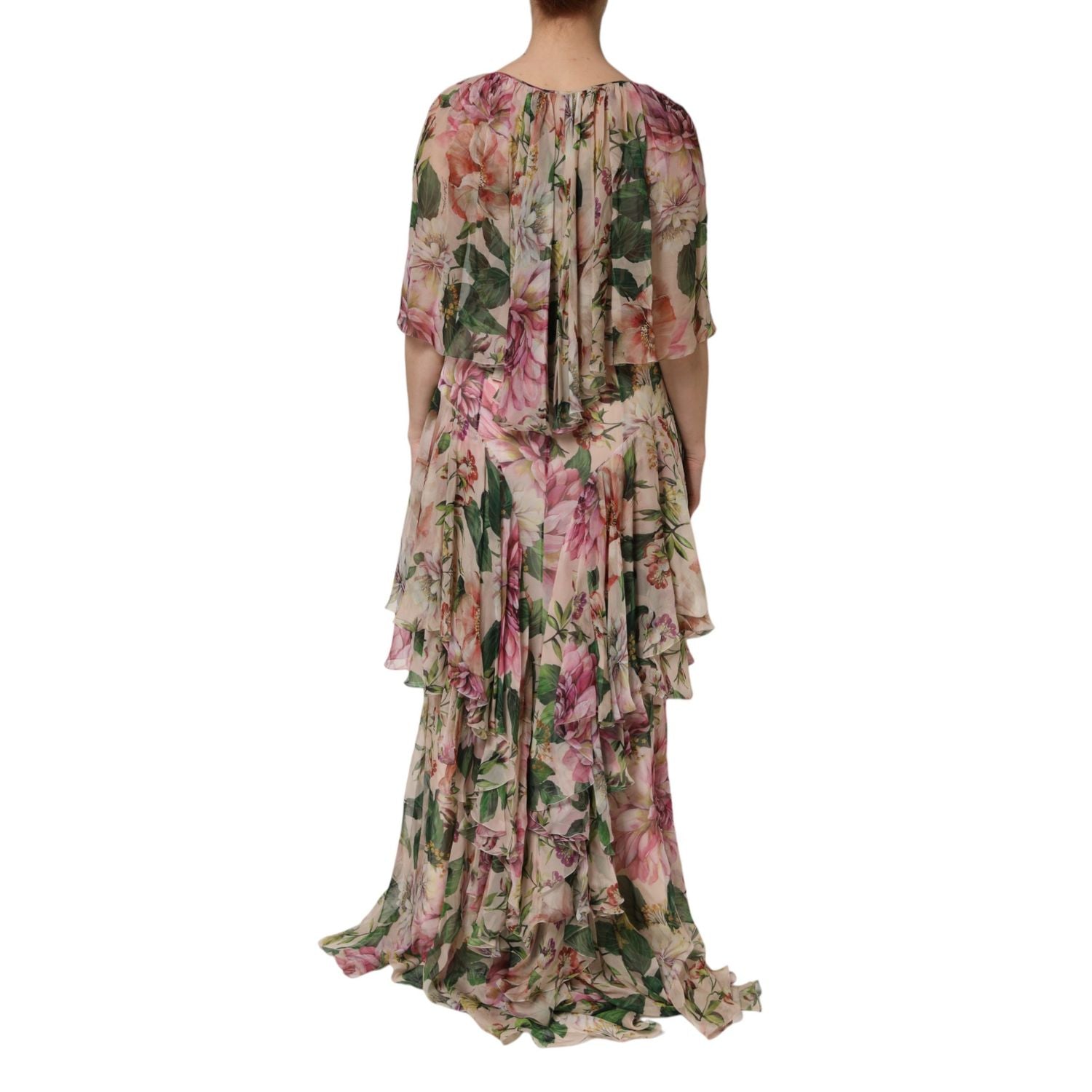 Dolce & Gabbana Multicolor Floral Silk Layered Maxi Dress