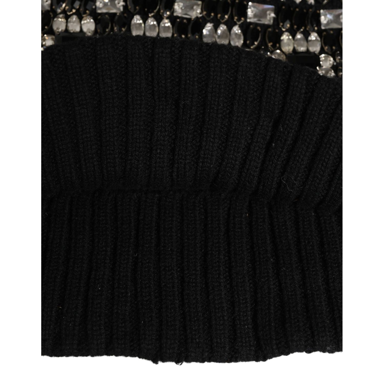 Dolce & Gabbana Black Wool Crystal Embellished Balaclava Hat