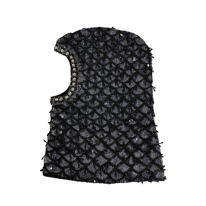 Dolce & Gabbana Black Wool Crystal Embellished Balaclava Hat