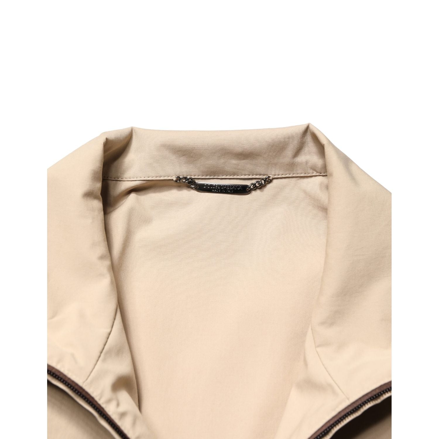 Dolce & Gabbana Brown Beige Cotton Zip Windbreaker Jacket