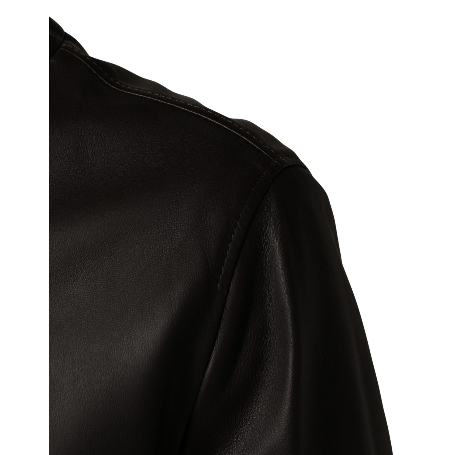Dolce & Gabbana Black LambskinLeather Full Zip Biker Jacket