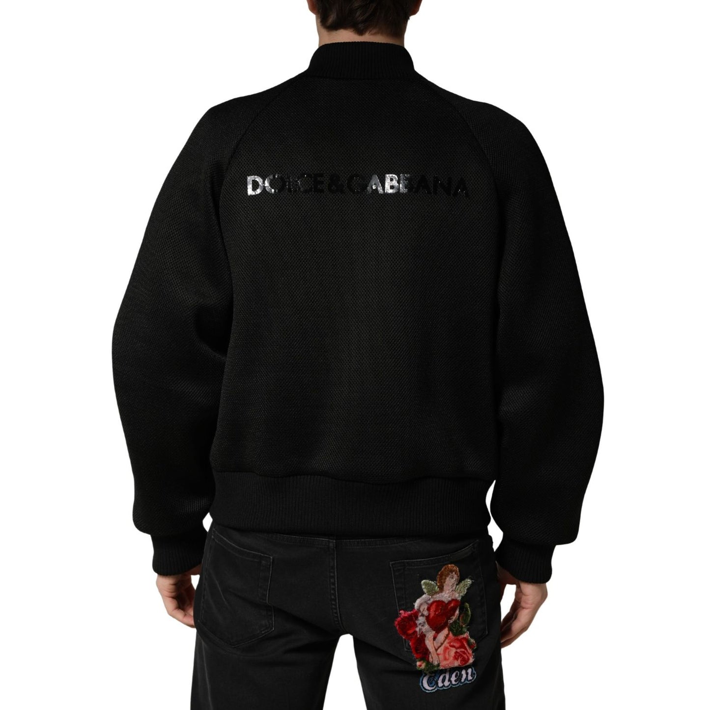 Dolce & Gabbana Men Black Nylon Full Zip Bomber Jacket