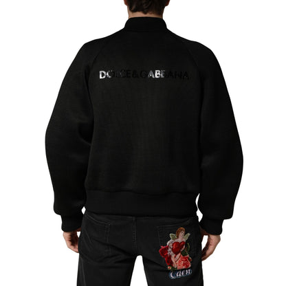 Dolce & Gabbana Men Black Nylon Full Zip Bomber Jacket