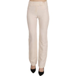 LAUREL White High Waist Silk Blend Flared Dress Trousers Pants PAN70225-36