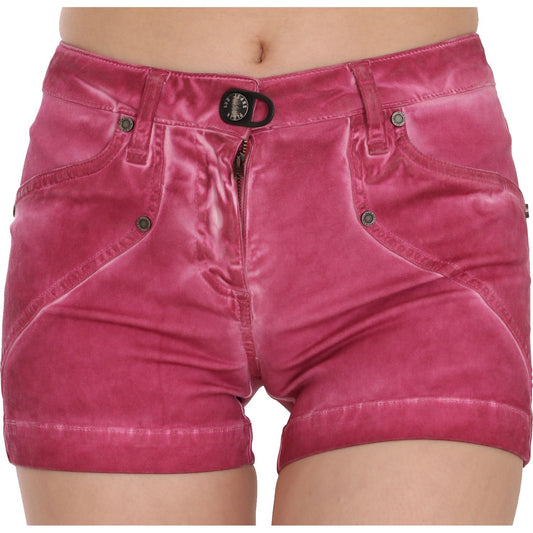 PLEIN SUD Chic Pink Washed Denim Shorts PLEIN SUD Maroon