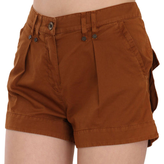 PLEIN SUD Chic Brown Mid Waist Mini Shorts PLEIN SUD Saddle Brown