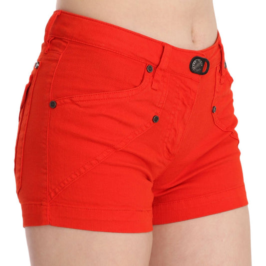 PLEIN SUD Chic Mid Waist Mini Shorts in Vibrant Orange PLEIN SUD Tan