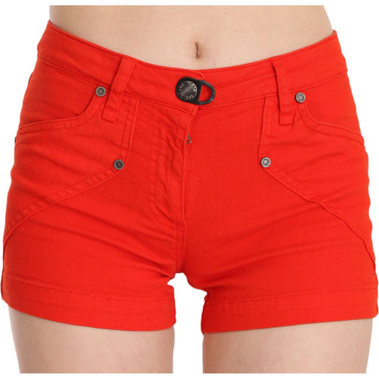 PLEIN SUD Chic Mid Waist Mini Shorts in Vibrant Orange PLEIN SUD Tan