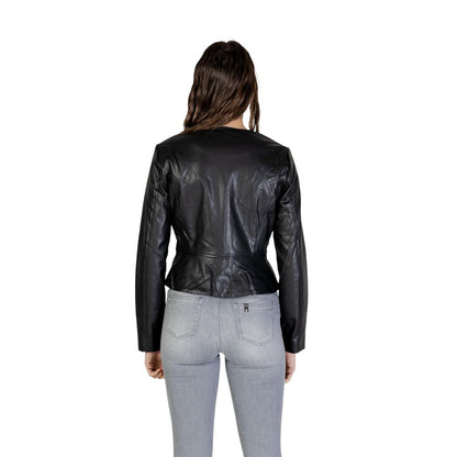 Jacqueline De Yong Black Polyester Leather Jacket