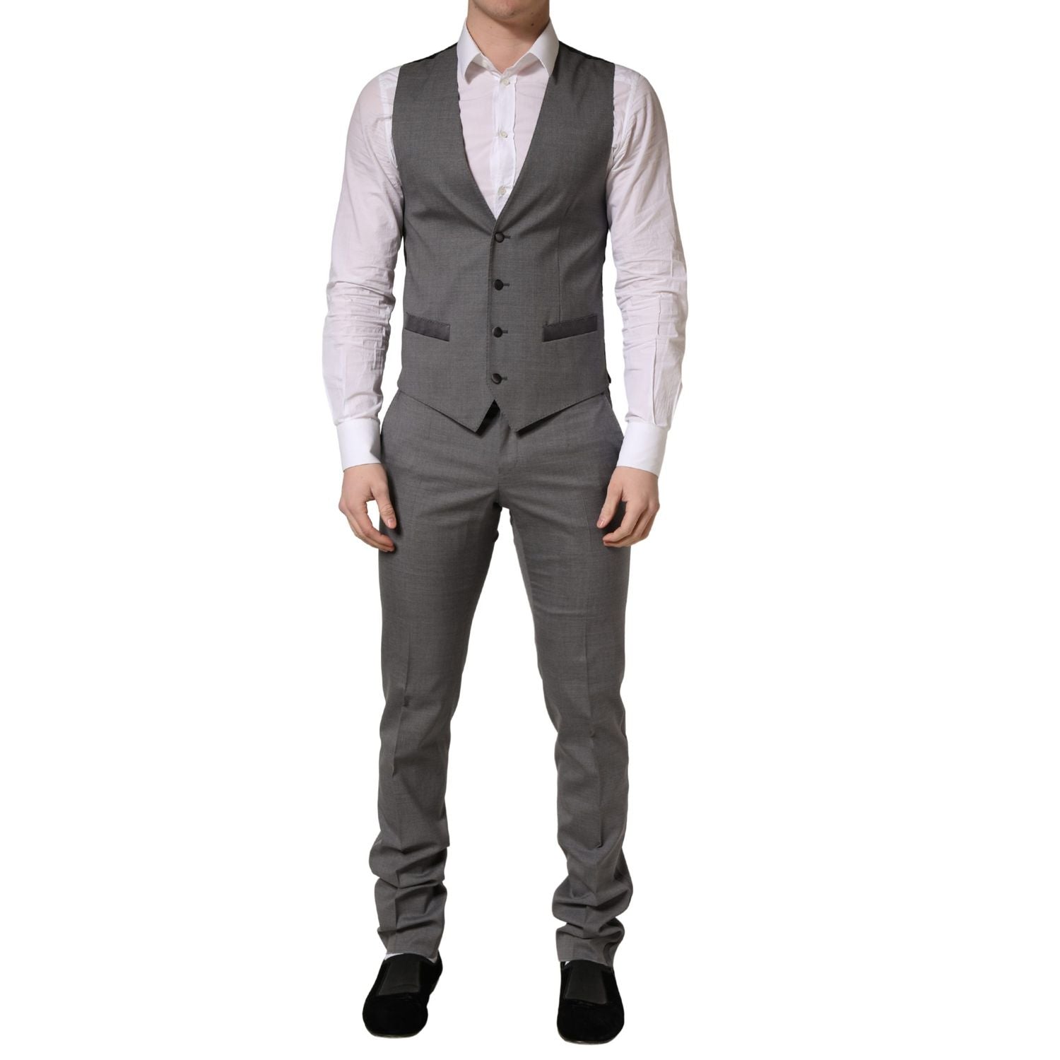 Dolce & Gabbana Gray Wool Single Breasted 1 Button 3PC Suit