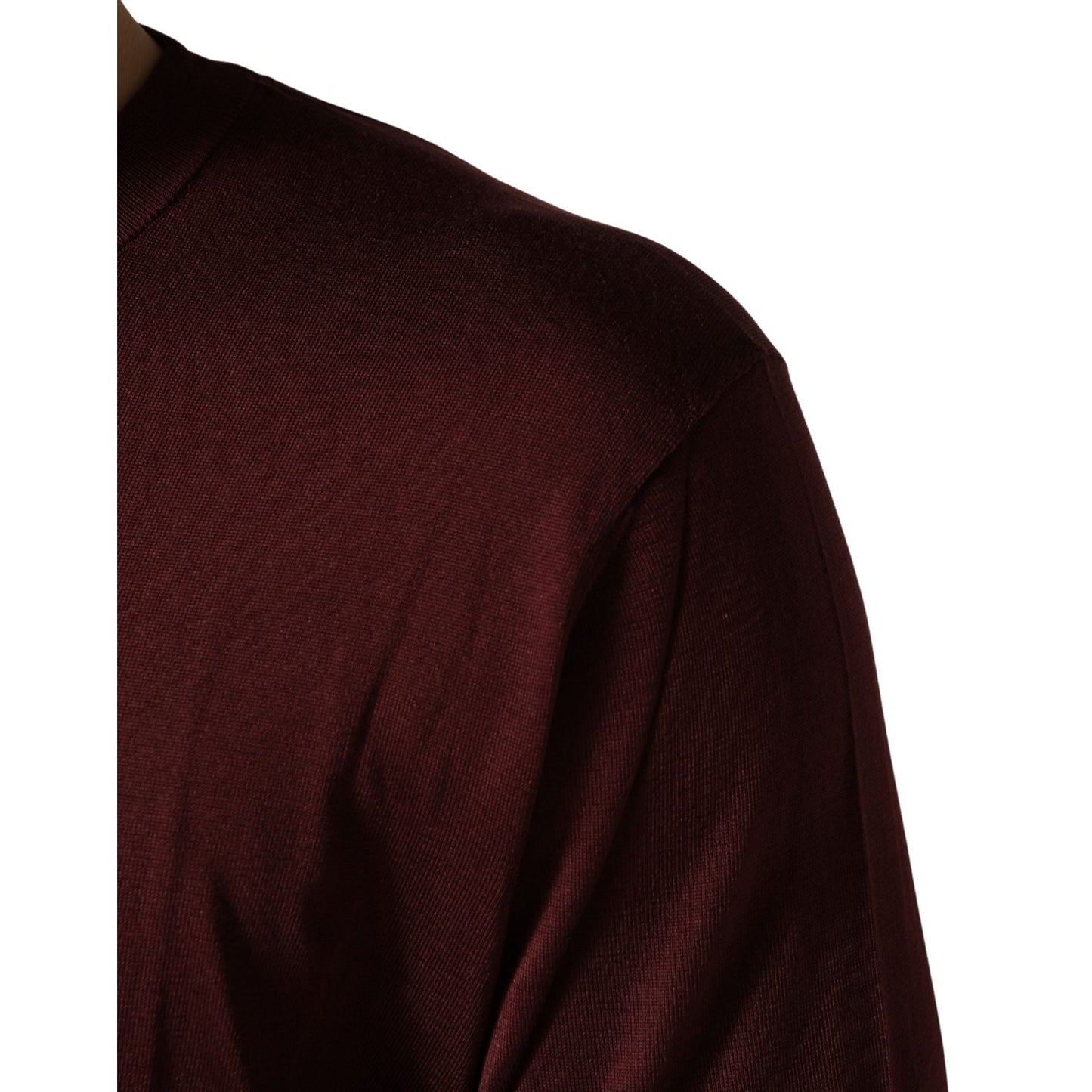 Dolce & Gabbana Maroon Silk Men Crew Neck Pullover Sweater