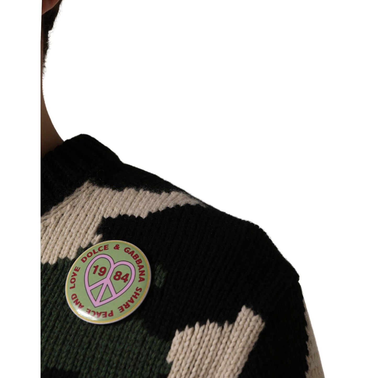 Dolce & Gabbana Multicolor Intarsia-Knit Camouflage Pullover Sweater