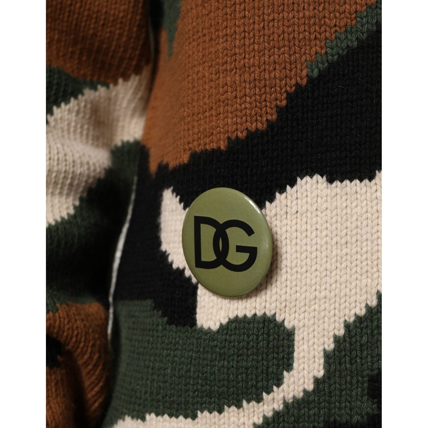 Dolce & Gabbana Multicolor Intarsia-Knit Camouflage Pullover Sweater