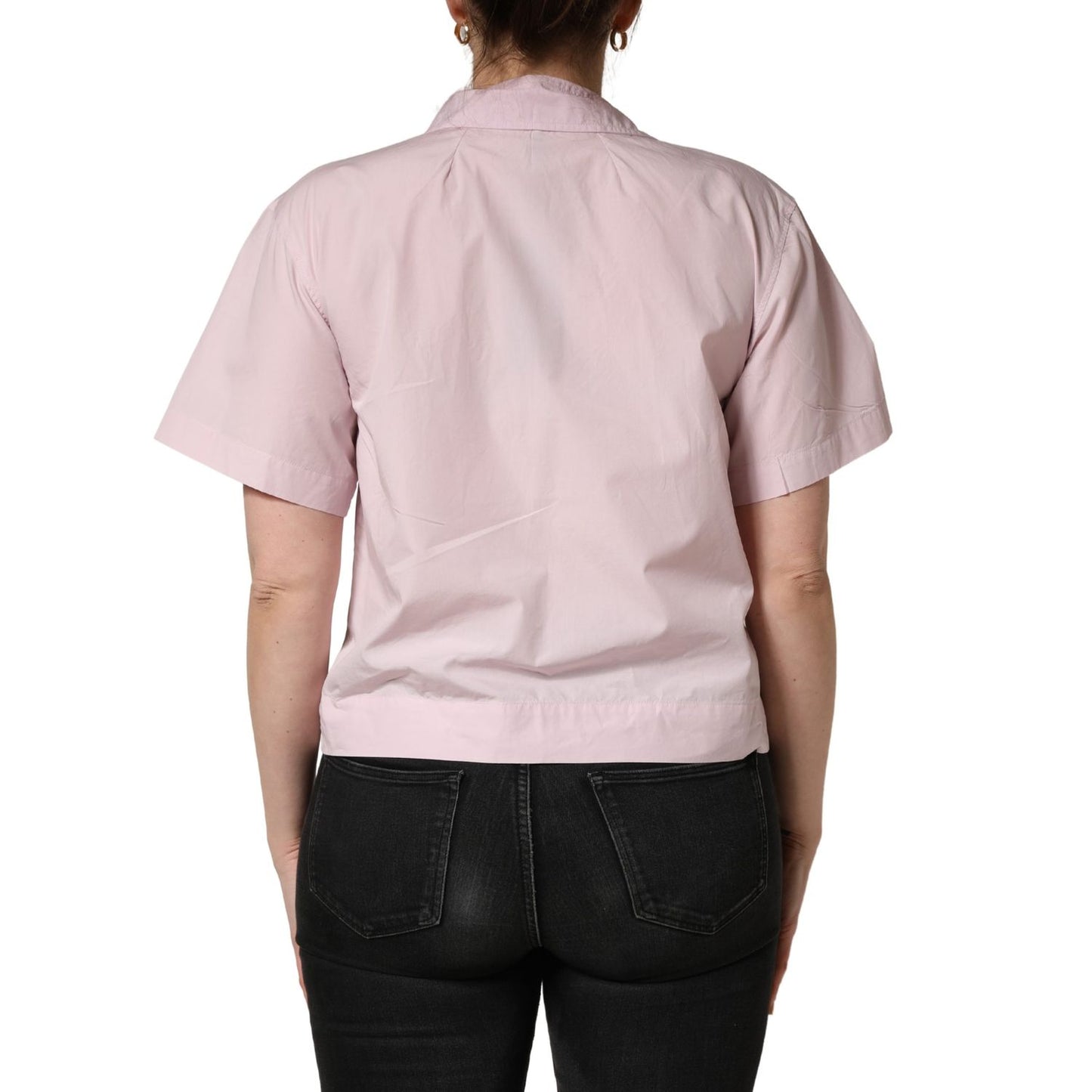 Dolce & Gabbana LightPink Cotton Collared Buttoned Blouse Top