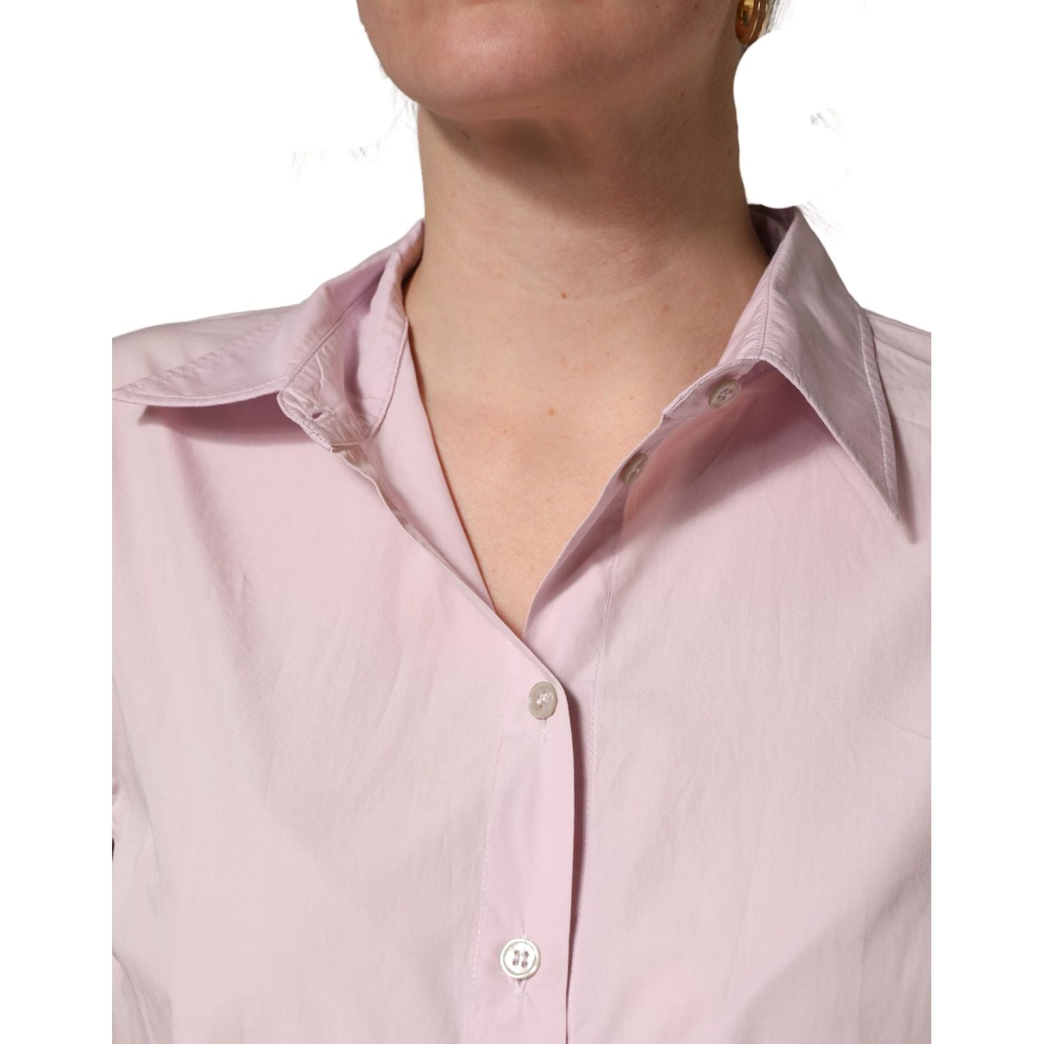 Dolce & Gabbana LightPink Cotton Collared Buttoned Blouse  Top