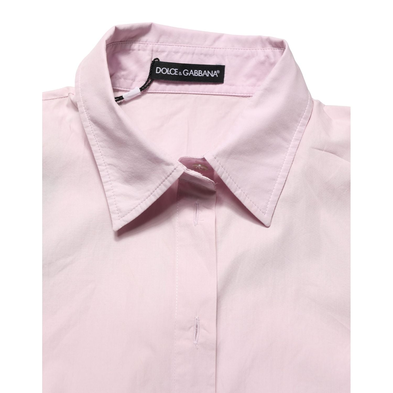 Dolce & Gabbana LightPink Cotton Collared Buttoned Blouse  Top