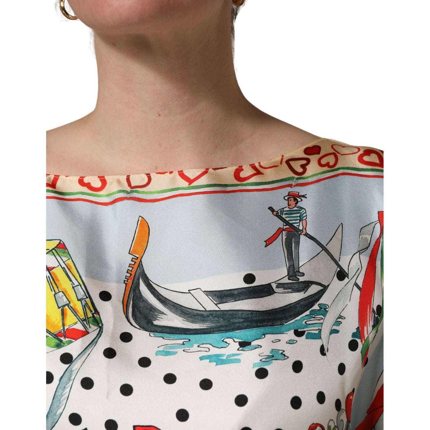 Dolce & Gabbana Multicolor Italy Scenes Graphic Silk Top