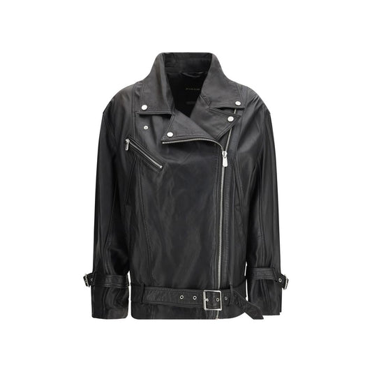 PINKO Black Leather Jacket 1728,72470364320,Black,Clothing,IT36 | XS,IT38 | S,IT40 | M,Jackets & Coats - Clothing,Leather Jackets - Jackets & Coats - Clothing,New with tags,PINKO,Women