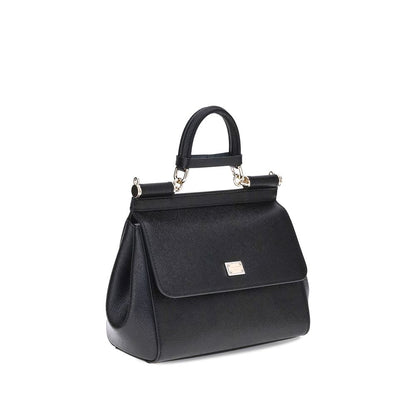 Dolce & Gabbana Black Calf Leather Bos Taurus Handbag