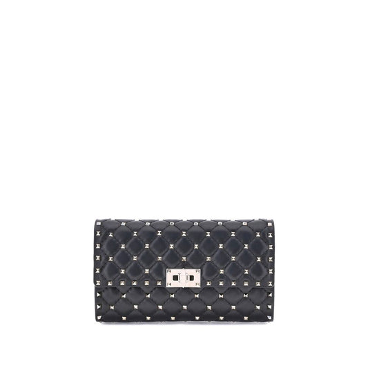 Valentino Garavani Black Lambskin The Rockstud Spike Shoulder Bag
