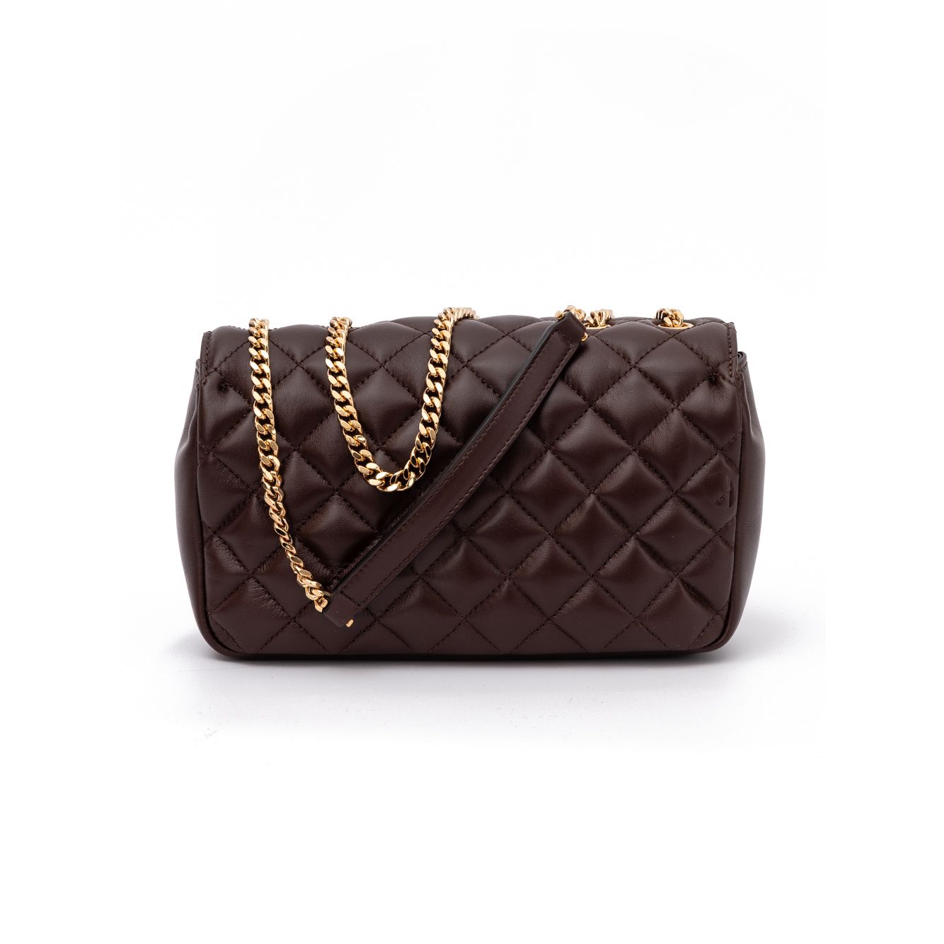Versace Brown Quilted Leather Shoulder Strap Bag