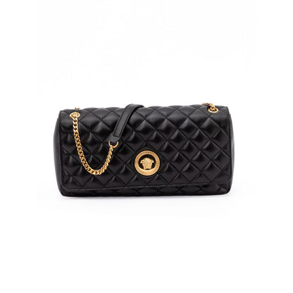 Versace Black Quilted Leather Shoulder Strap Bag