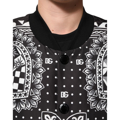 Dolce & Gabbana Black White BandanaPrint Men Bomber Jacket