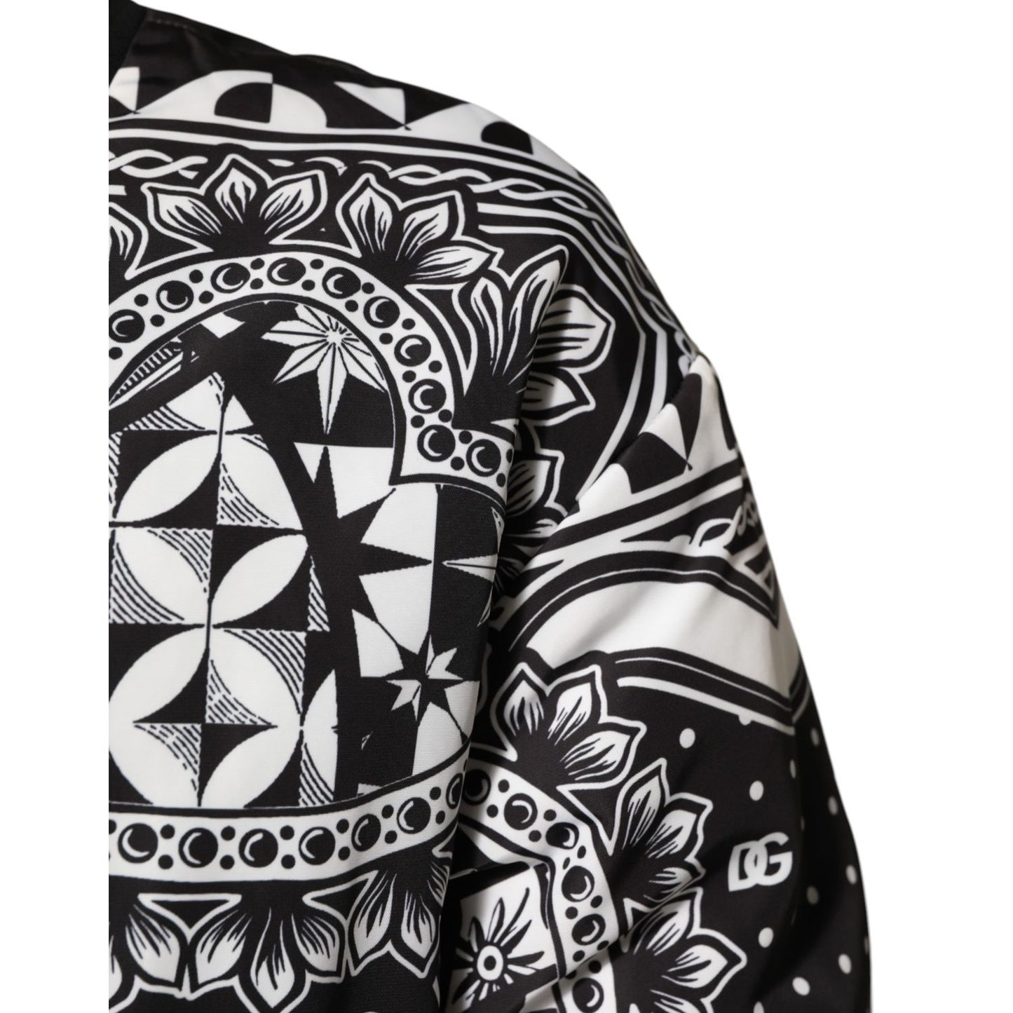 Dolce & Gabbana Black White BandanaPrint Men Bomber Jacket