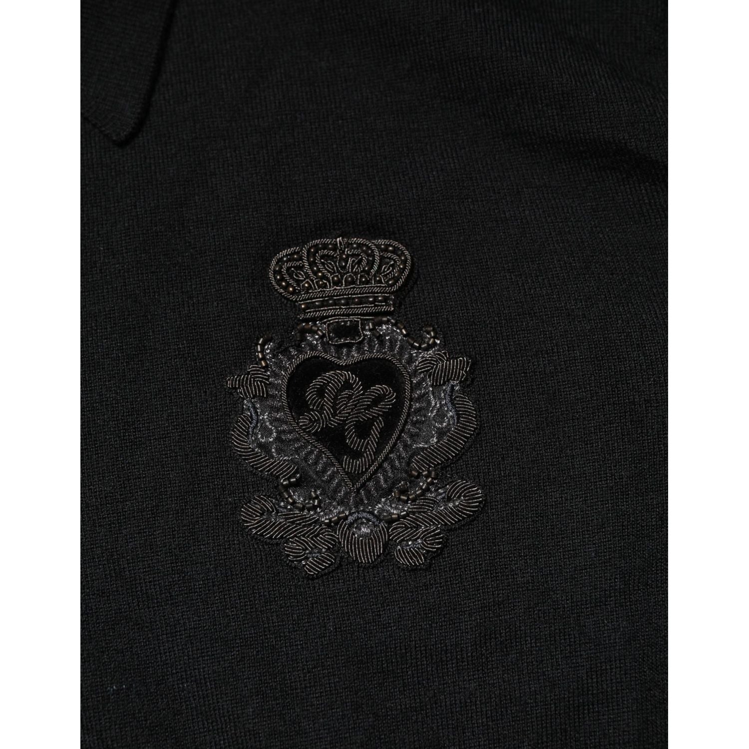 Dolce & Gabbana Black Crest Long Sleeve Men Pullover Sweater