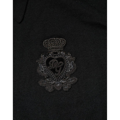 Dolce & Gabbana Black Crest Long Sleeve Men Pullover Sweater