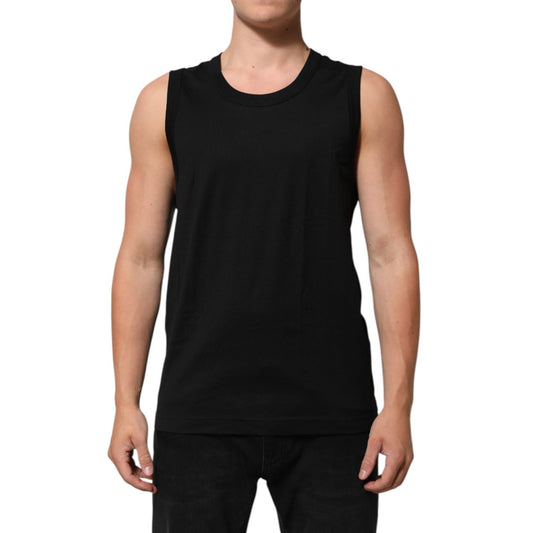 Dolce & Gabbana Black Cotton Sleeveless Men Tank Top T-shirt